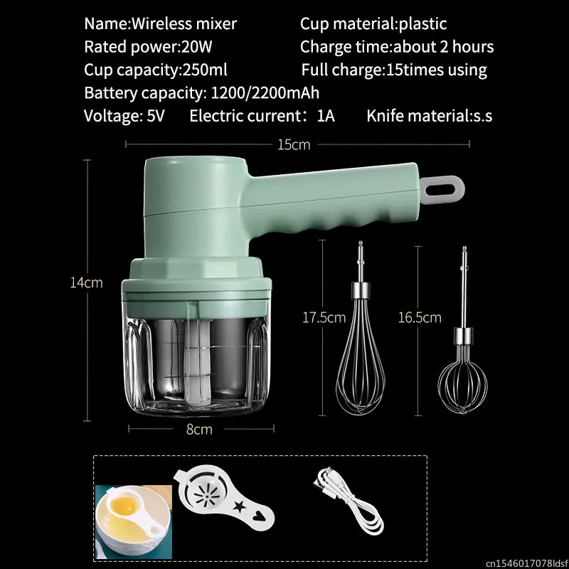 Youpin Portable Hand Mixer Electric Wireless Food Blender 3 Speed Milk Frother Cake Egg Beater Cream Food Baking Garlic Kitchen