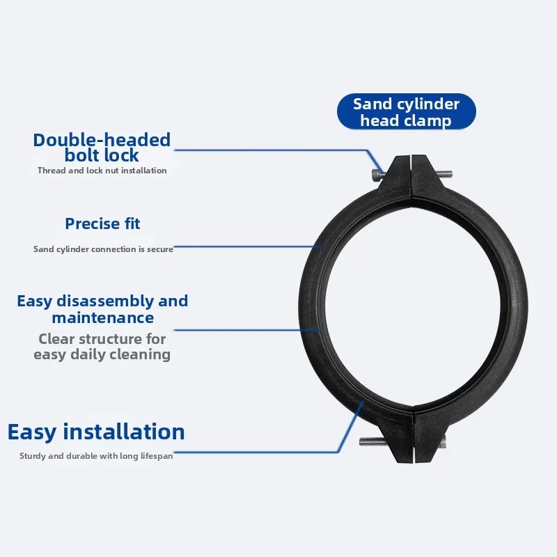 1.5 Inch Sand Filter Pump Head Clamp with Gasket for Pool Filtration Systems White Black or Dual Color Options