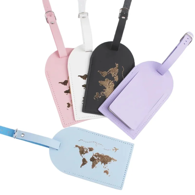 

Модные багажные бирки из искусственной кожи с принтом карты для мужчин и женщин, идентификационная бирка с именем, бирка для чемодана, держатель для этикеток с адресом, сумка, бирки, дорожные аксессуары