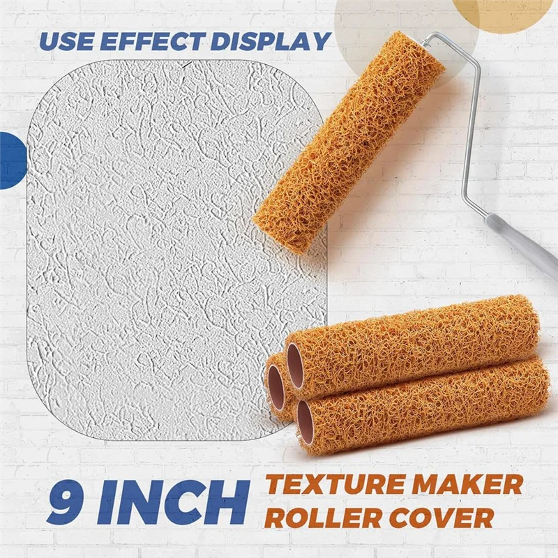 AT02-3Pack Textured Paint Rollers Textured Roller Forpainting Wall Forpainting Walls Forhome Improvement Paint Supplies