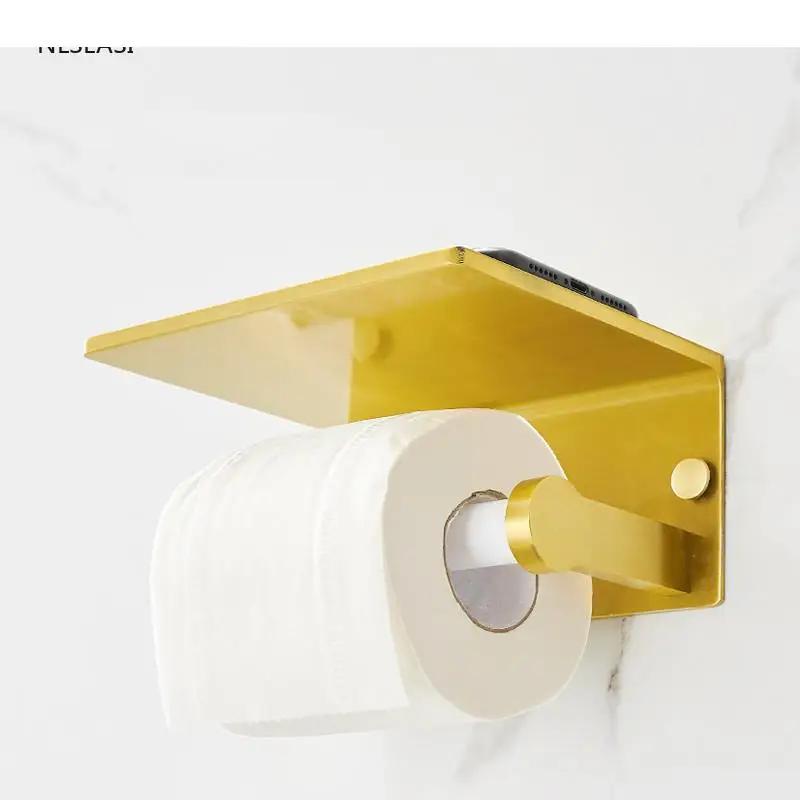 

Wall-mounted Space Aluminum Toilet Cell Phone Roll Toilet Paper Holder Bathroom Accessories Toilet Paper Bracket Tissue Holder