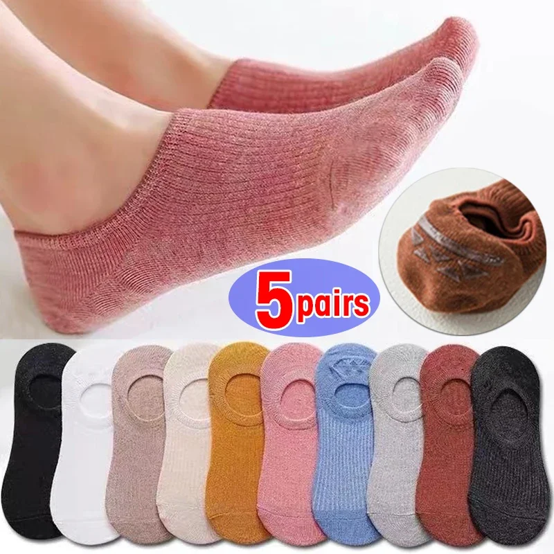 Women Invisible Boat Socks Summer Mujer Silicone Non-slip Chaussette Ankle Low Female Cotton Show Breathable Calcetines