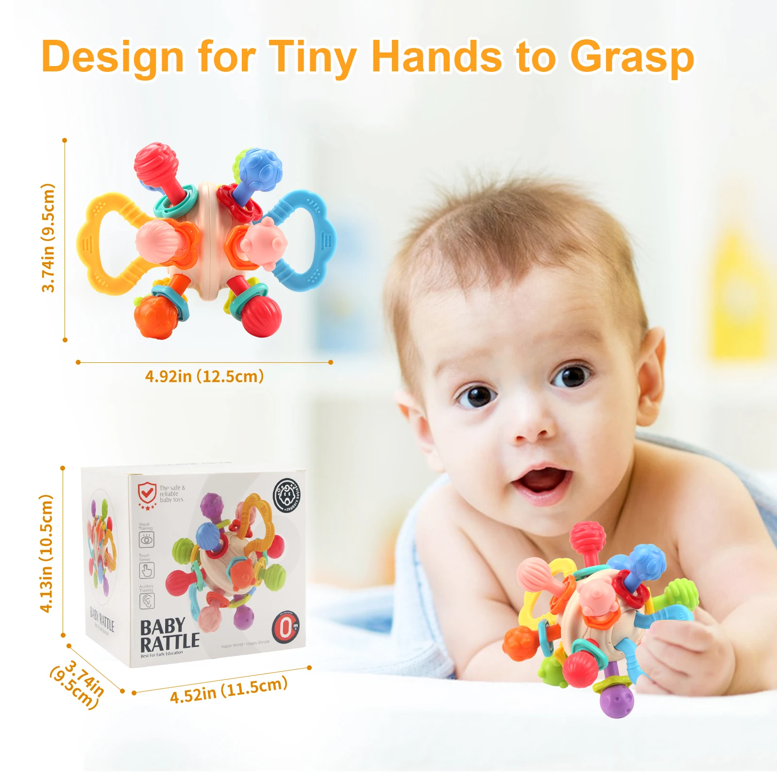 Baby Toy Manhattan Round Ball Soft Silicone Hand Grab Ball Rattle Infantil Chewable Teethers Toys For Infant 0-12months