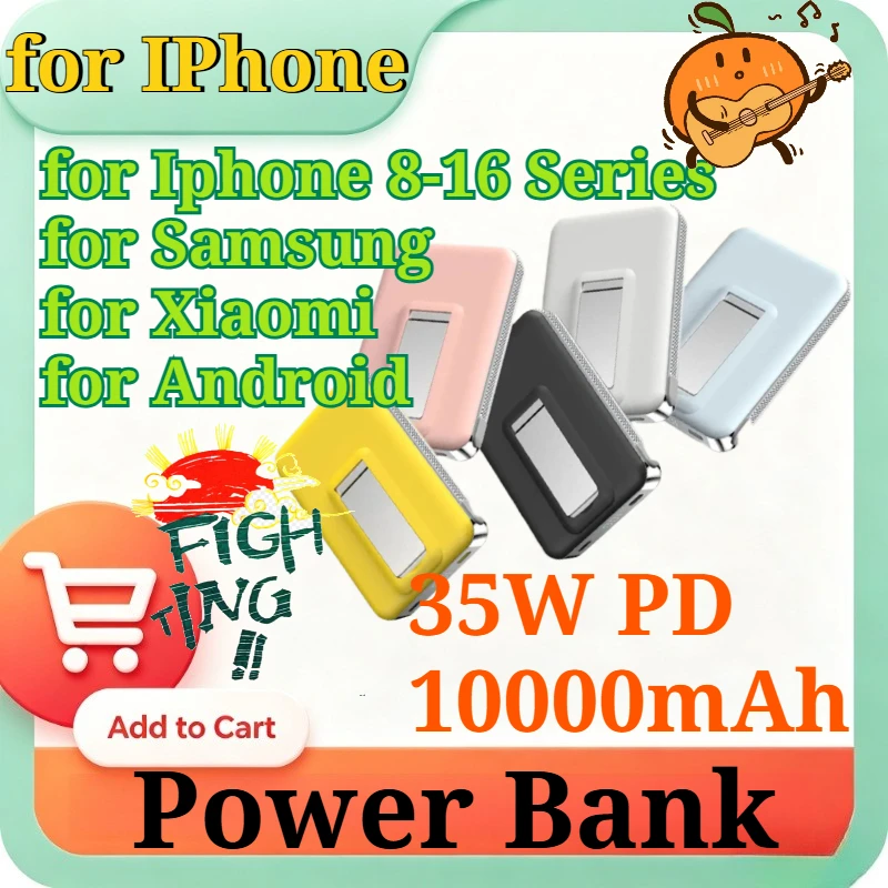 

Qi2.2 10000mAh 35W PD Fast Charging with Built-in Cable & Foldable Stand 25W MagSafe Compatible for IPhone Wireless Power Bank