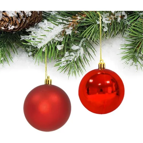 Kerst Rood-Bright-Matte Bal Boom Ornament 6Cm 6'lı