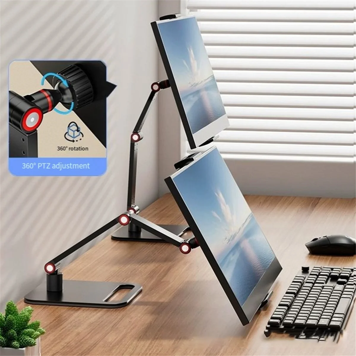 Portable Monitor Stand Adjustable 360° Swivel Bracket Tablet Holder Compatible with Tablet Desktop Clamp Stand