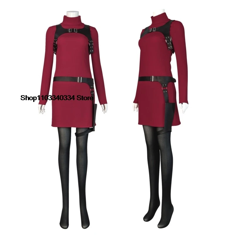 Female Resident 4 Ada Wong Cosplay Costume Dress Belt Outfits Fantasia Halloween Carnival Disguise Suit For Adult Women Girls