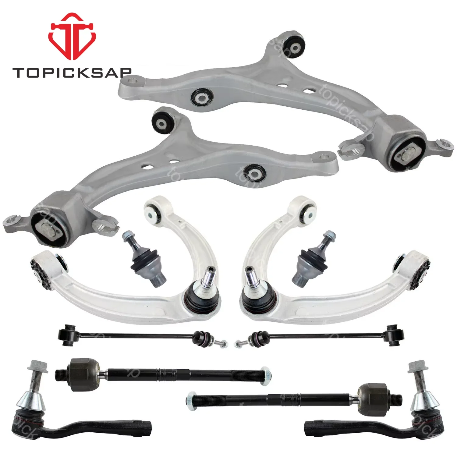 TOPICKSAP 12Pcs Front Upper Lower Control Arm Ball Joint Sway Bar Tie Rod Ends for Mercedes-Benz W166 X166 GL450 ML500 2013-2019