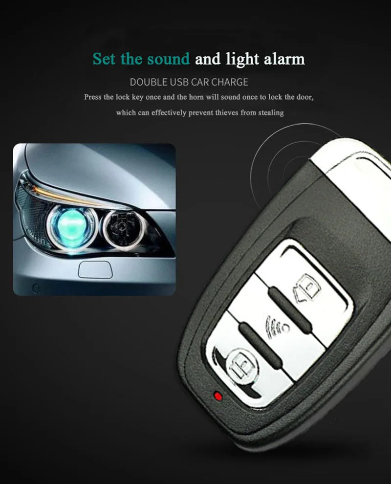 one-way Anti-theft  with 2 remote one-button start Sound and light car Burglar alarm system PKE Keyless Entry Open the trunk