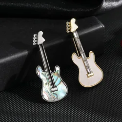 Vintage Crystal Zircon Instruments Brooches For Women Men Creative Guitar Violin Badge Pin Girl Kids Party Jewelry Accessories
