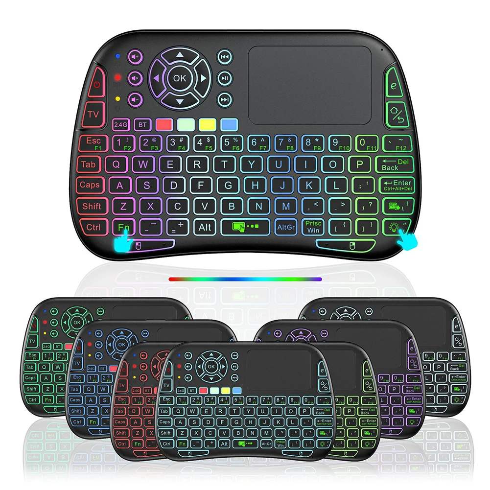 RGB Backlight Fly Mouse Touchpad With USB Receiver Smart Keyboard Type C Rechargeable 2.4G/Bluetooth-compatible for Mac OS Linux