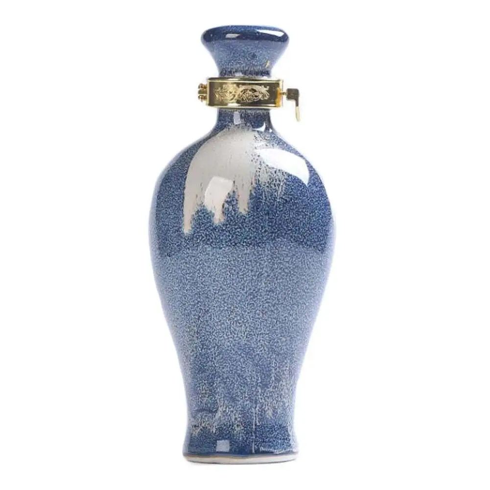 17oz Blue Ceramic Empty Wine Jar Bottle Wine Jug Small Wine Bottle Vase Flask Flagon
