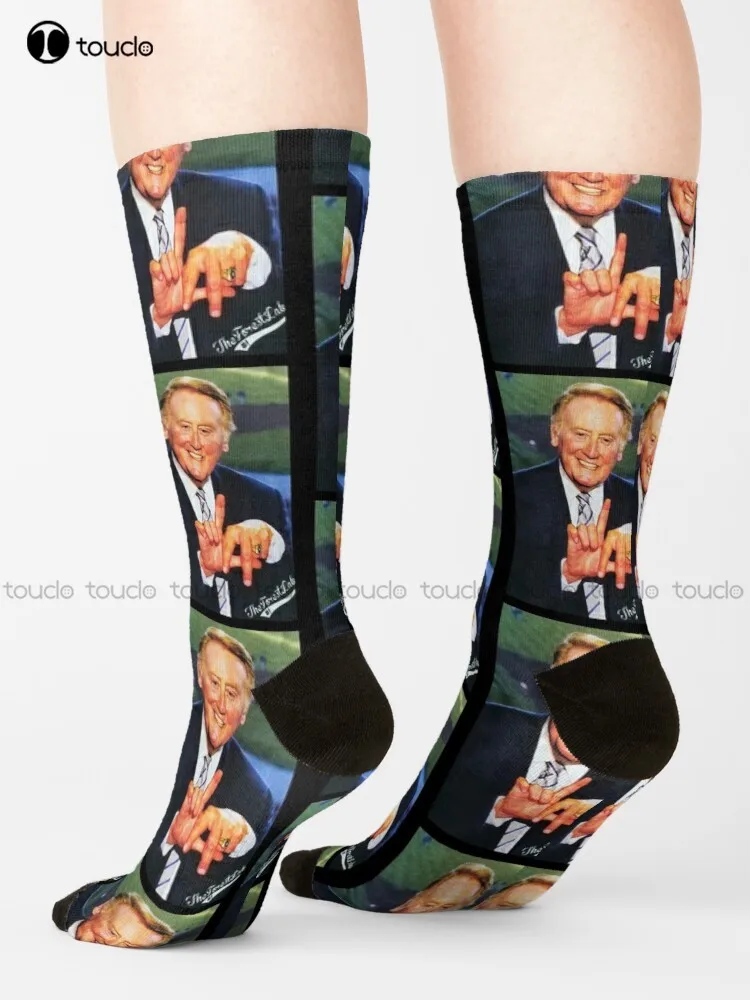 Vin Scully Smile Socks For Womens 360° Digital Print Custom Gift Christmas New Year Gift Creative Funny Socks Halloween New Art