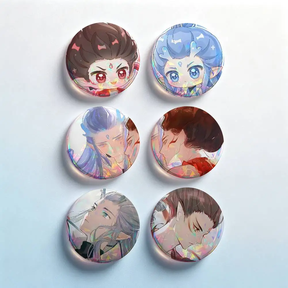 Nezha Ao Bing 2 Pieces Badge Set Icons Badges Creative Meme Figure Round Tinplate Brooch Bag Clothes Accessories