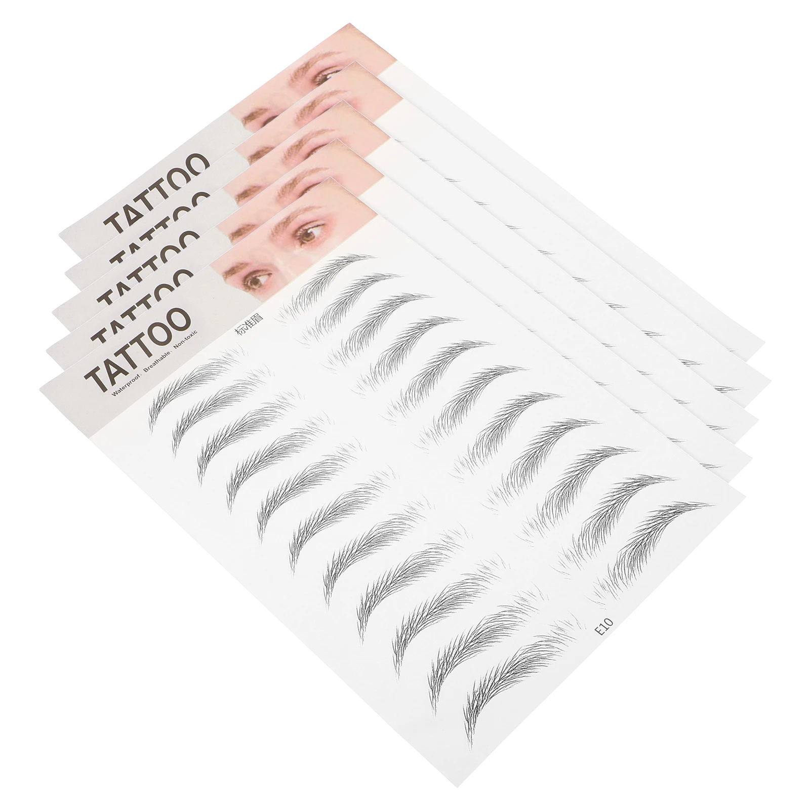 

5pcs 6D Black Eyebrow Stickers Realistic Waterproof Hair-Like Temporary Makeup Brow Stickers For Women Long Lasting Adhesive Eye