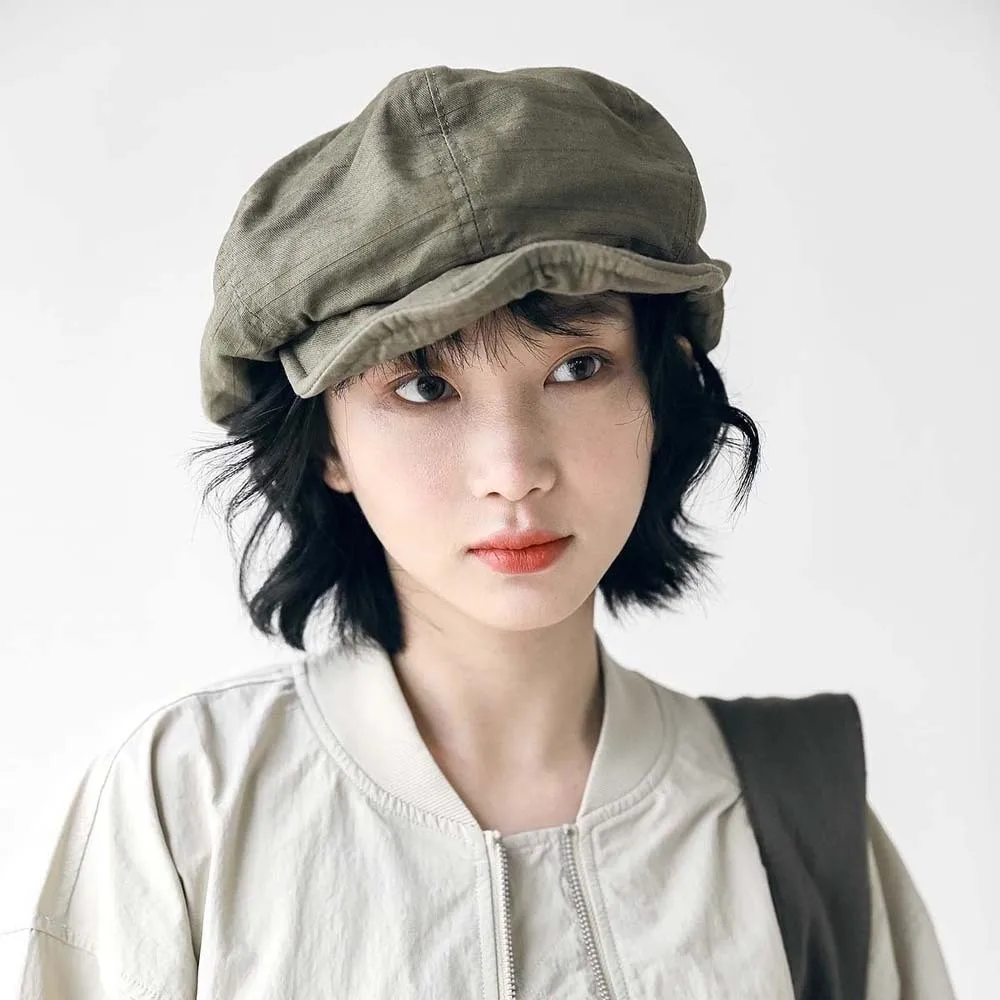 Casual Asymmetric Cloud Beret Cap Street Style Japanese Style Retro Octagonal Hat Polyester Solid Color Women Artist Hat Men