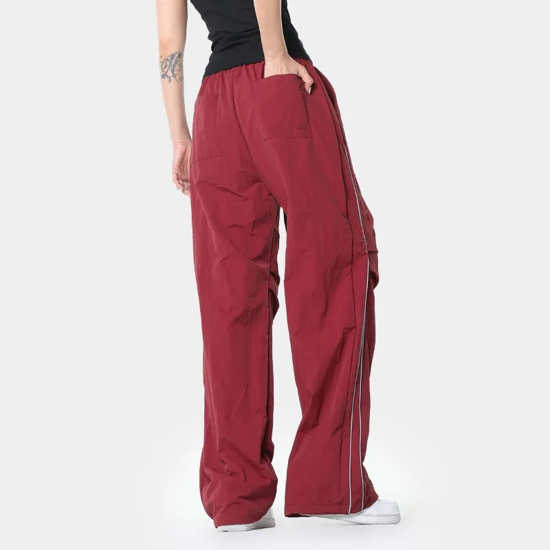 OR FL Women's Autumn American-style Casual Pants Three Dimensional Simplicity Sports Pants Baggy Look Slimmer Floor-length Pants