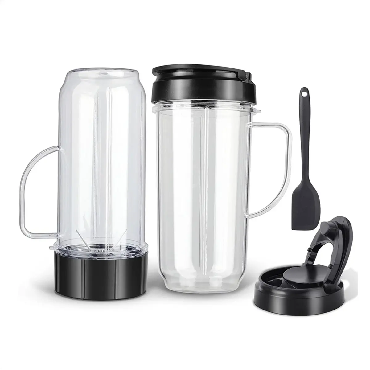 2026 Trend Blender Cups and Blade Replacement Parts 6pcs, 22oz Cup with Flip Top to-Go Lids & Blade for Blender Juicer 2