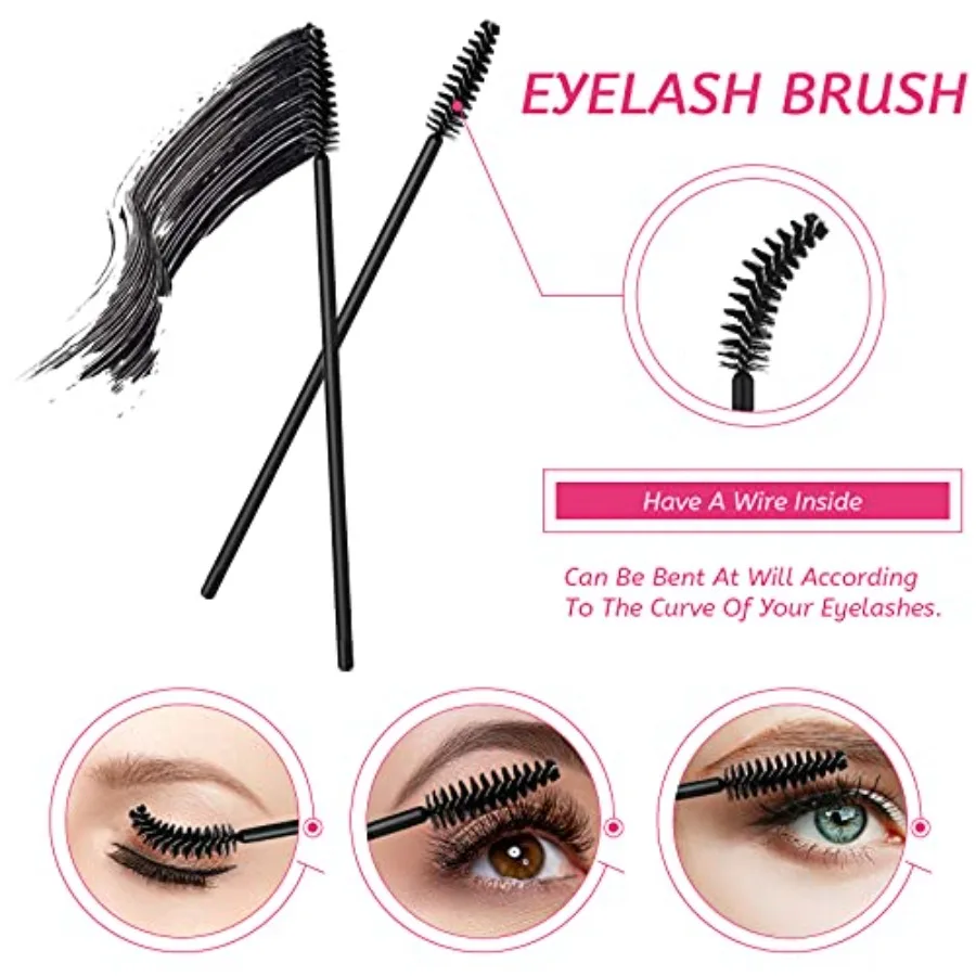 260 Pieces Disposable Makeup Tools Kit with Eyeliner Brushes Mascara Wands Lipstick Applicators Plastic Organizer Box Short