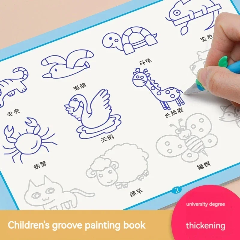 Learn Paining Drawing Chinese English Book Copybooks with Disappearing Ink Pen, Improve Learning Education Books for Kid School