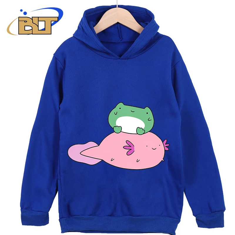 Axolotl Printed Kidswear New Hoodies for Kids in Black Classic Sportswear for Boys and Girls