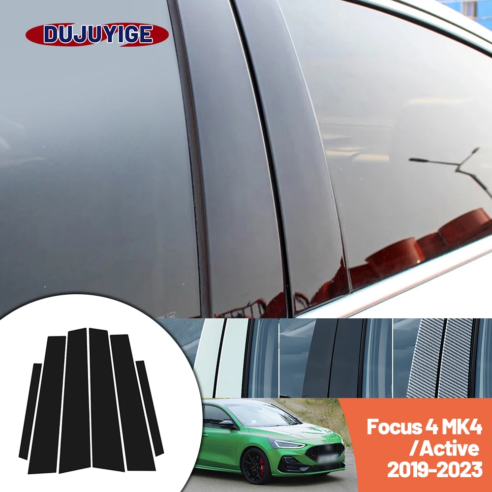 

Bright black carbon fiber door and window B C Pillar sticker suitable For Ford Focus 4 MK4 Active 2019-2023 2020 2021 2022