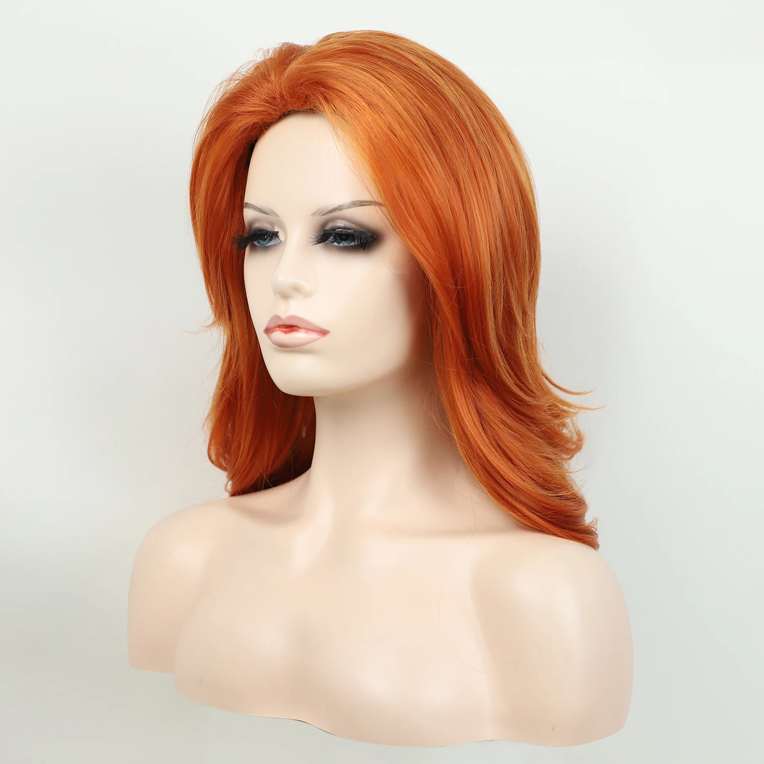 Synthetic Orange Wig for Woman Long Body Wave Hair Cosplay Lolita Party Natural Heat Resistant Wigs Fiber Daily Wear Hair