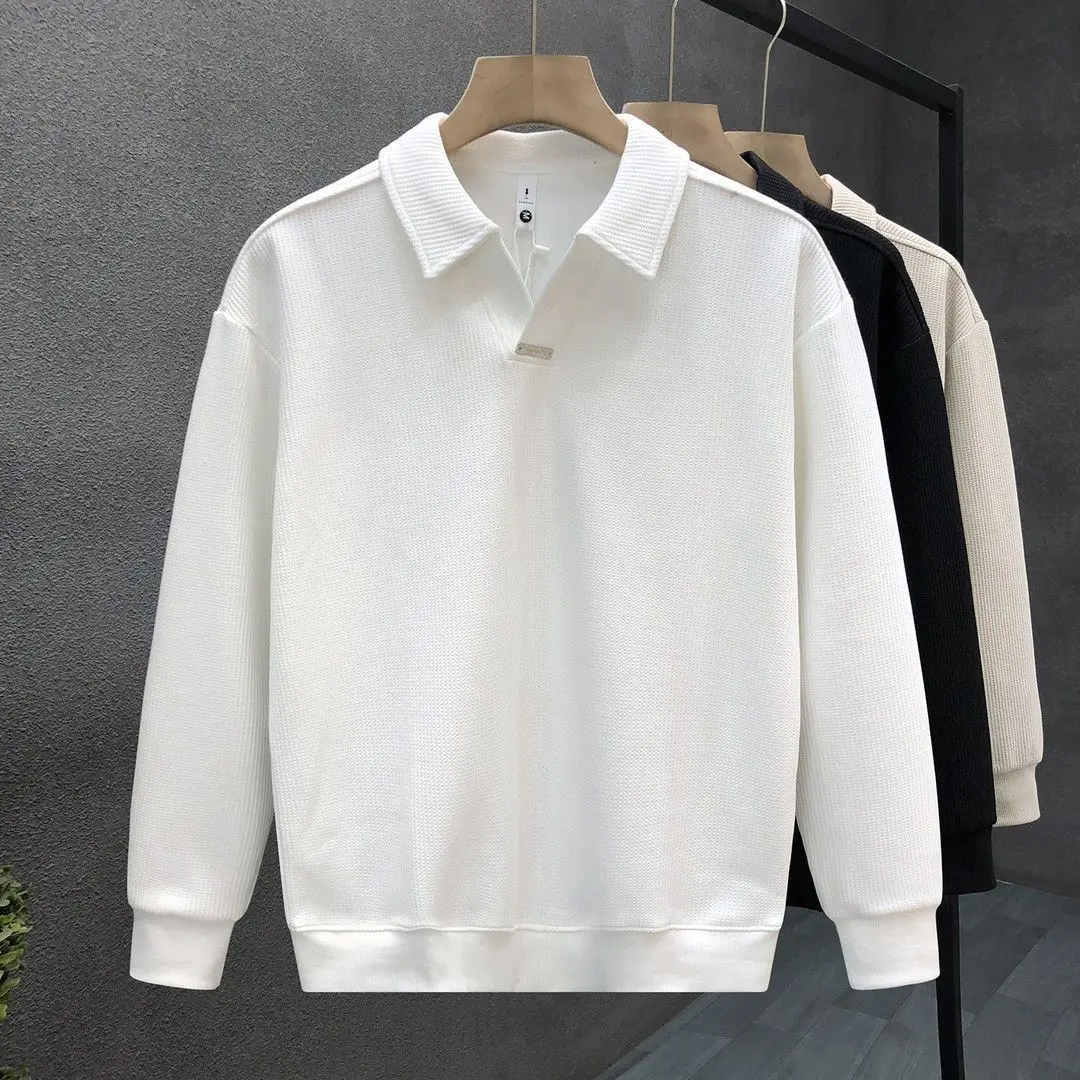 

Niche Long-sleeved Polo Shirt Graphic Jumper Pullovers Tees Casual Men Clothing Camisas Masculina Versatile T-shirt