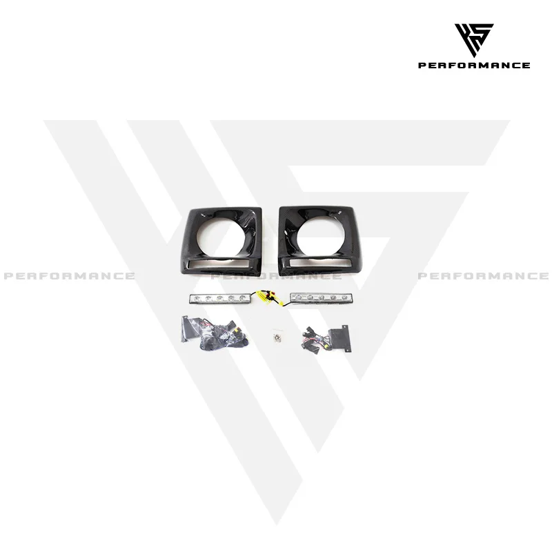 W463 Carbon Fiber And ABS Material Headlight Cover With LED Day Running Lights For Mercedes Benz G-Class W463 G63 G65 2008-2018