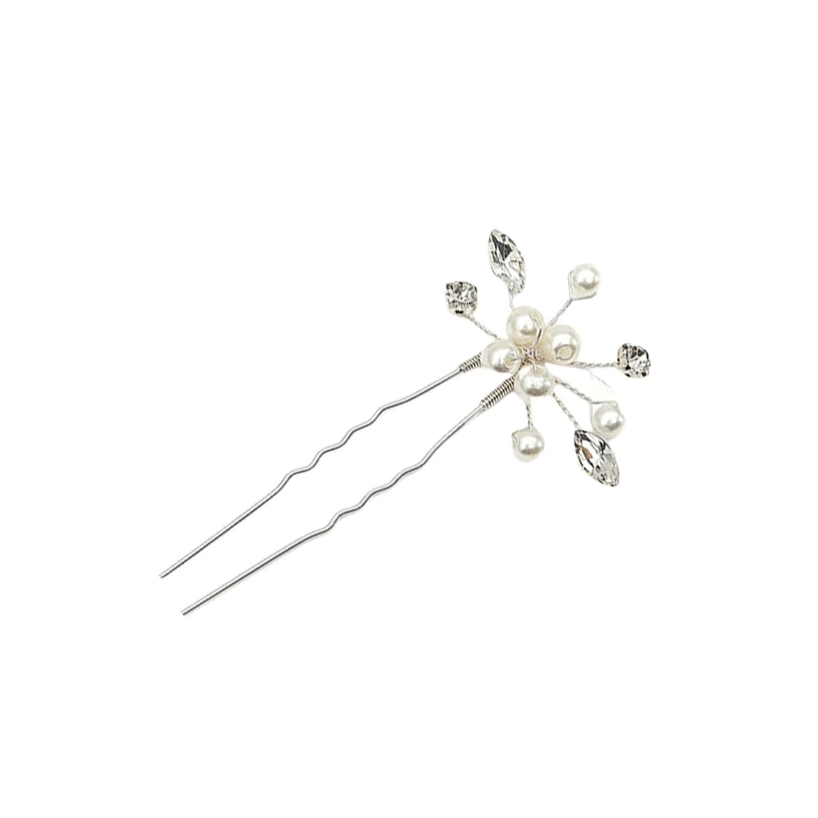 U Shape Hairpin with Pearl Decor Stable Grip Wedding Flower Hairpin Headdress for Princess Party Favors Accessories