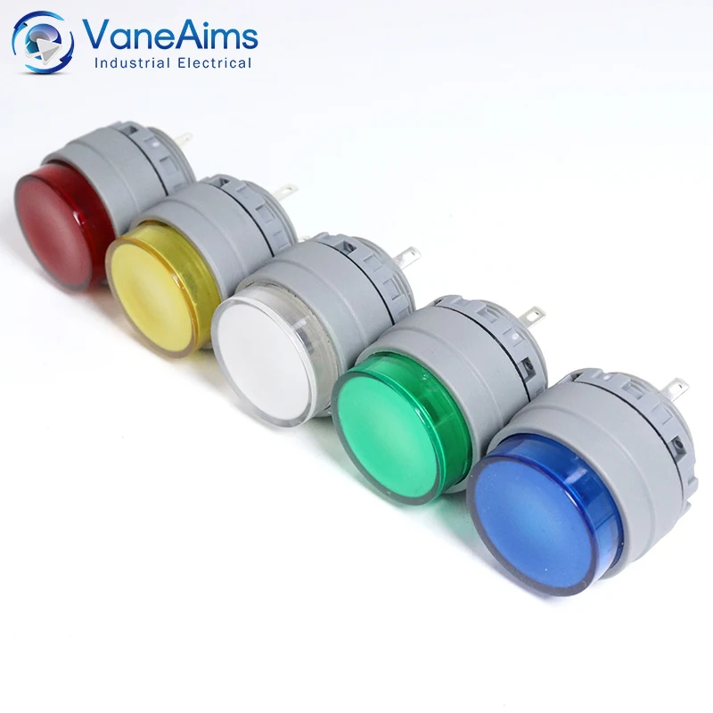 

LED Beacon Light Pilot Lamp 12v 24v 22mm Industrial Mini Led Lighting Signal Indicator Light Red Green Blue Yellow White 2pin 5A