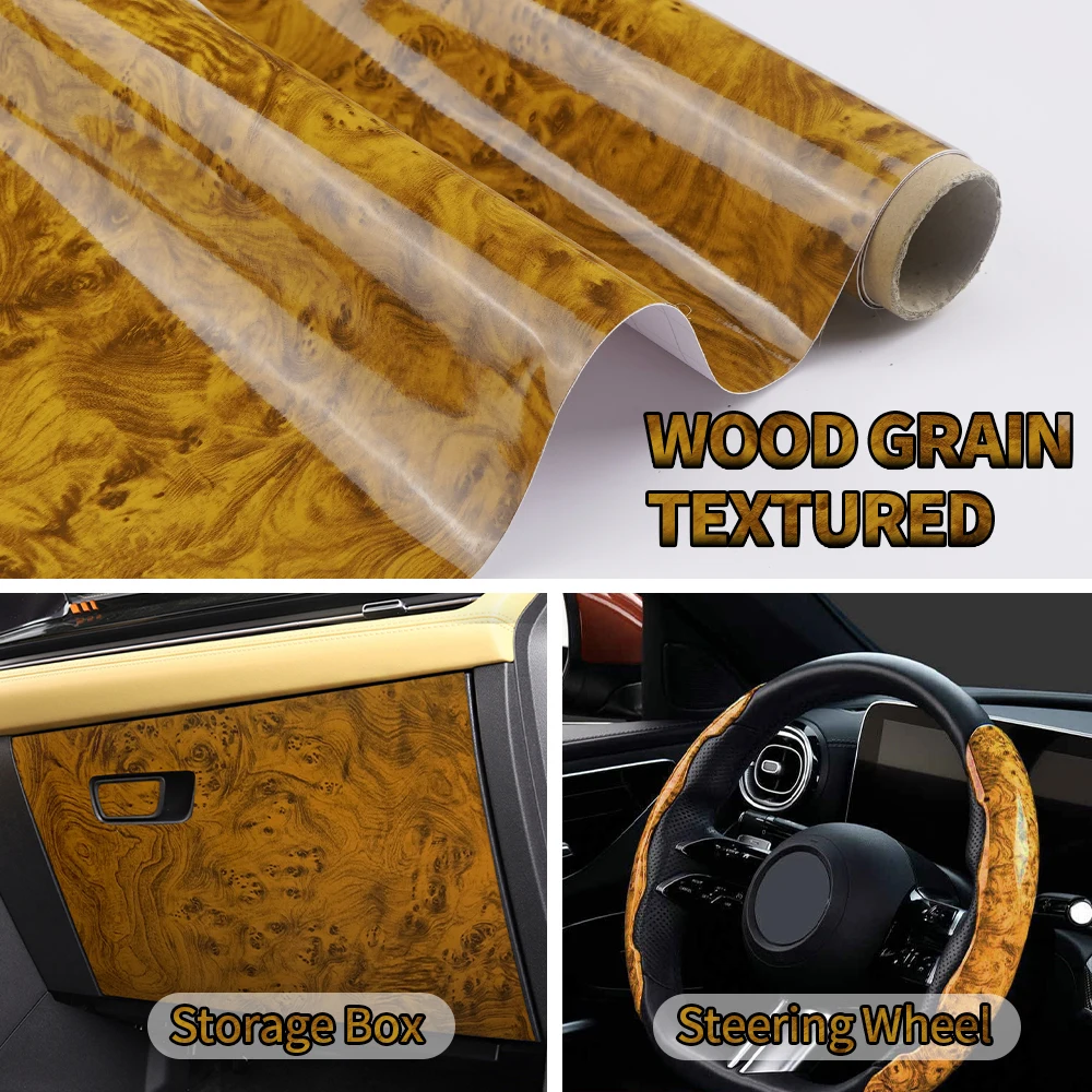 

Car Interior Wood Grain Film Stickers Decal Wrap Film Vinyl Wood Textured For Auto Body Styling DIY Cabinet Furniture Decor Foil