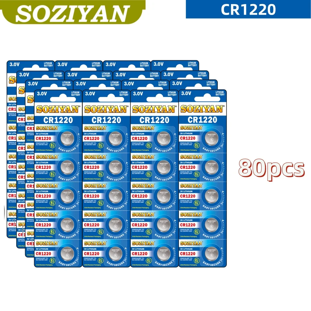 5-200pcs CR1220 Batteries 3V Lithium Coin Cell CR 1220 Battery High Capacity for Watches Healthcare Devices Calculator Etc