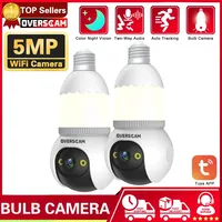 Tuya CCTV Luminous E27 Bulb Light Camera 5mp Wifi PTZ IP Camera Wireless 360° Panorama Auto Tracking Panoramic Smart Home Camera