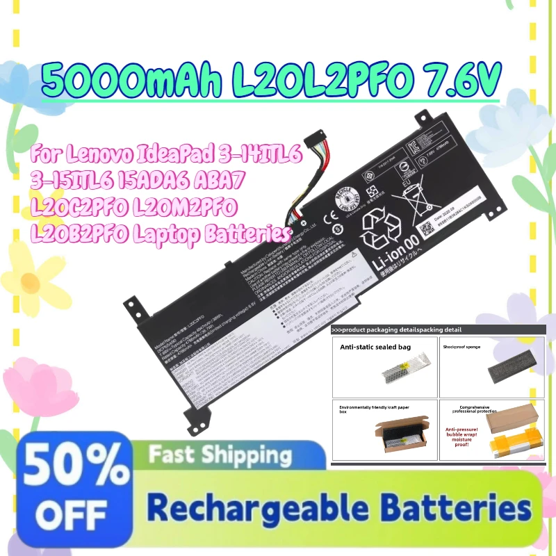 

New 5000mAh L20L2PF0 7.6V Battery for Lenovo IdeaPad 3-14ITL6 3-15ITL6 15ADA6 ABA7 L20C2PF0 L20M2PF0 L20B2PF0 Laptop Batteries