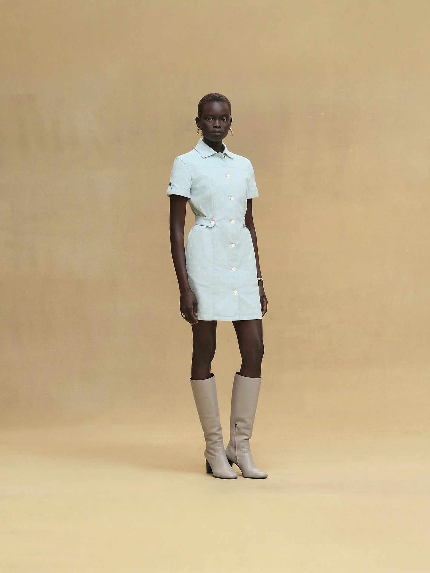 Spódnica z wysokim stanem, bawełniana, dżinsowa, z nadrukiem w kształcie świńskiego nosa, zapinana na jeden guzik, w stylu vintage, miejska, do dojazdów do pracy, o luźnym kroju, H pe.