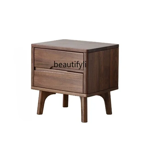 

North American black walnut all-solid wood bedside table simple modern bedroom small apartment household bedside storage locker