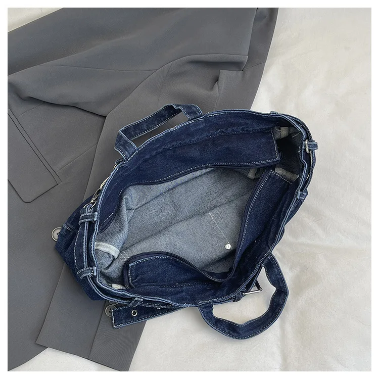 Denim Damenhandtasche Große Kapazität 2026 Neue Casual Jeans-Tasche Damen Schulter-Umhängetasche Damenhandtasche Sac A Main Bolsos Blau – Detail 10
