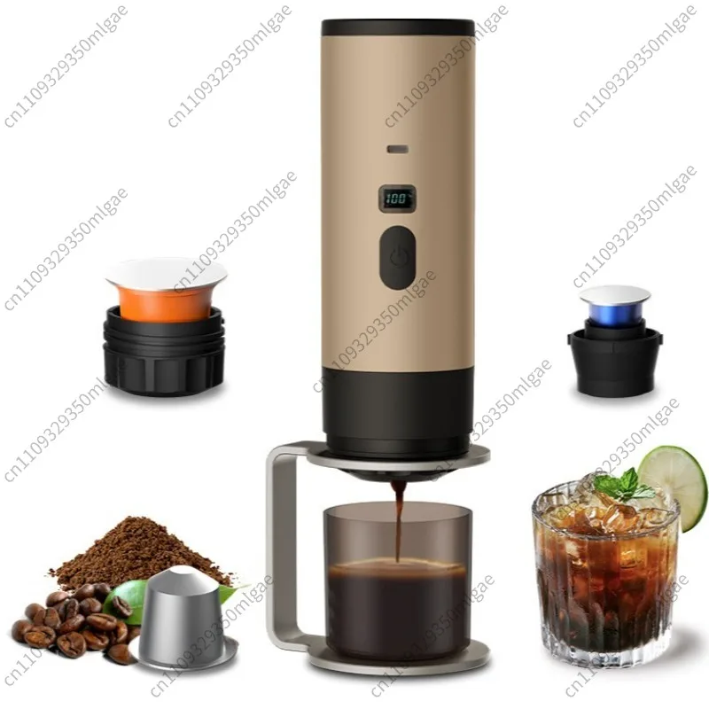 Portable Capsule Coffee Maker, Mini Electric Espresso Machine, Self-Heating Coffee Pot for Home Outdoor Travel Camping
