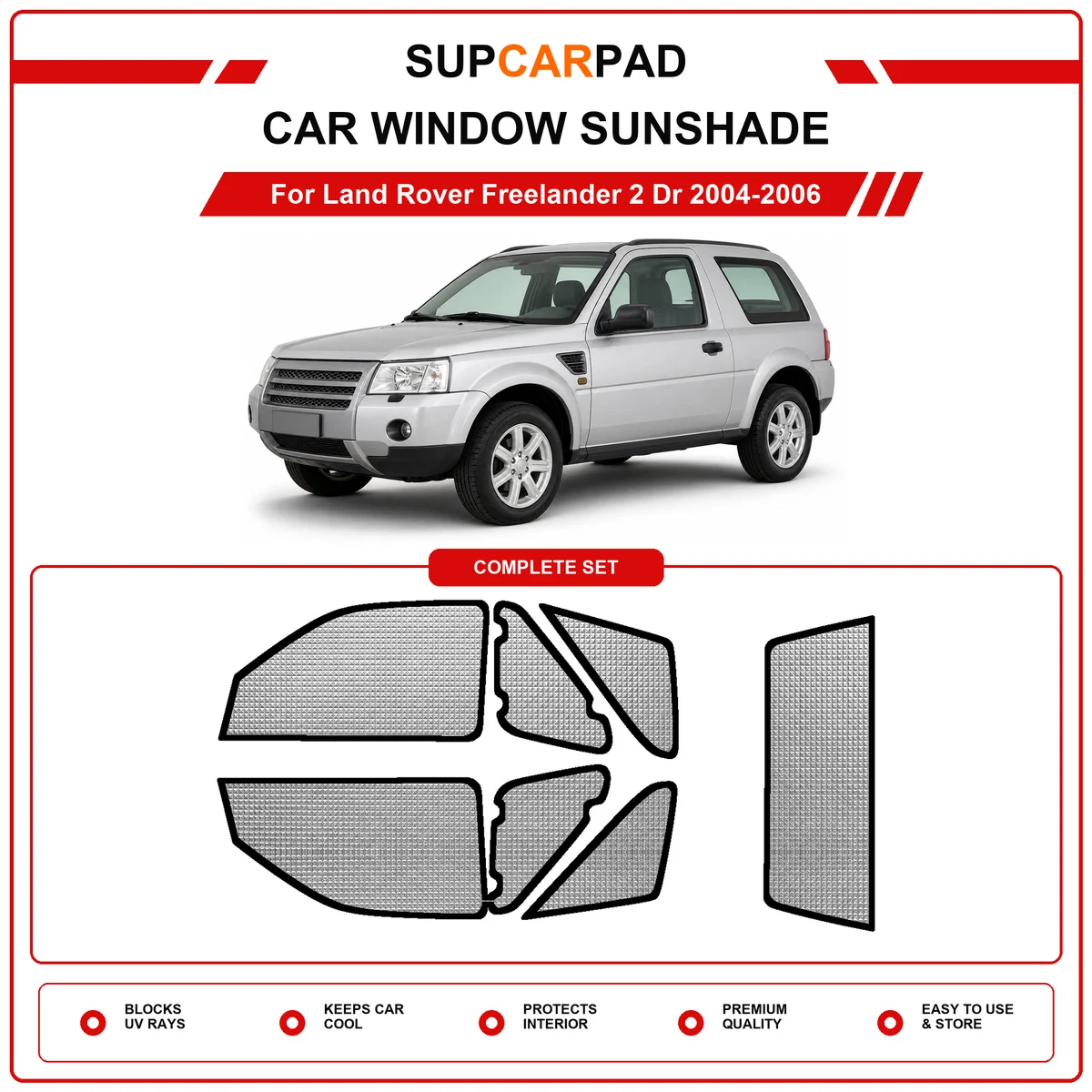 For Land Rover Freelander 2 Dr 2004-2006 Pre‑Cut Auto Window Sunshade Anti‑UV Car Sun Visor Protector