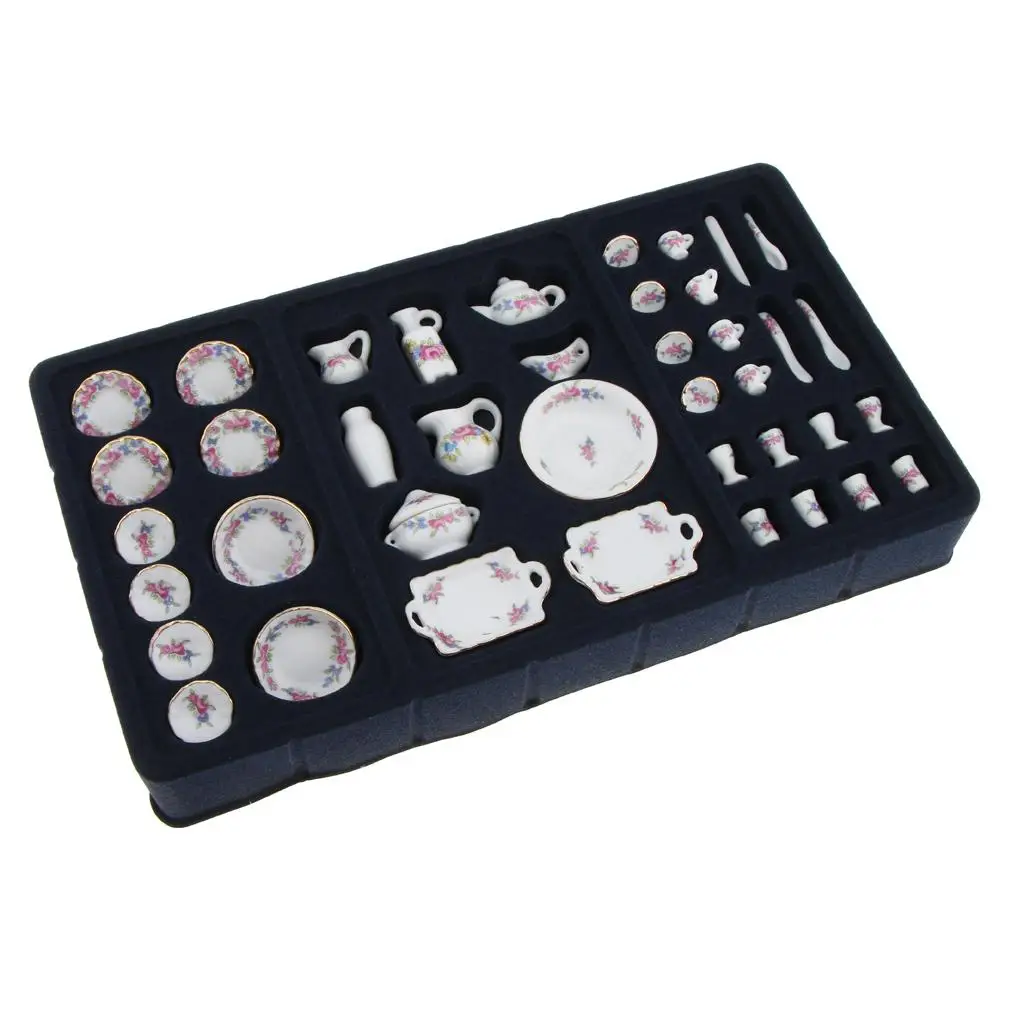 1:12 مصغرة 40 قطعة شاي سيراميك دمية اكسسوارات أثاث المطبخ #5