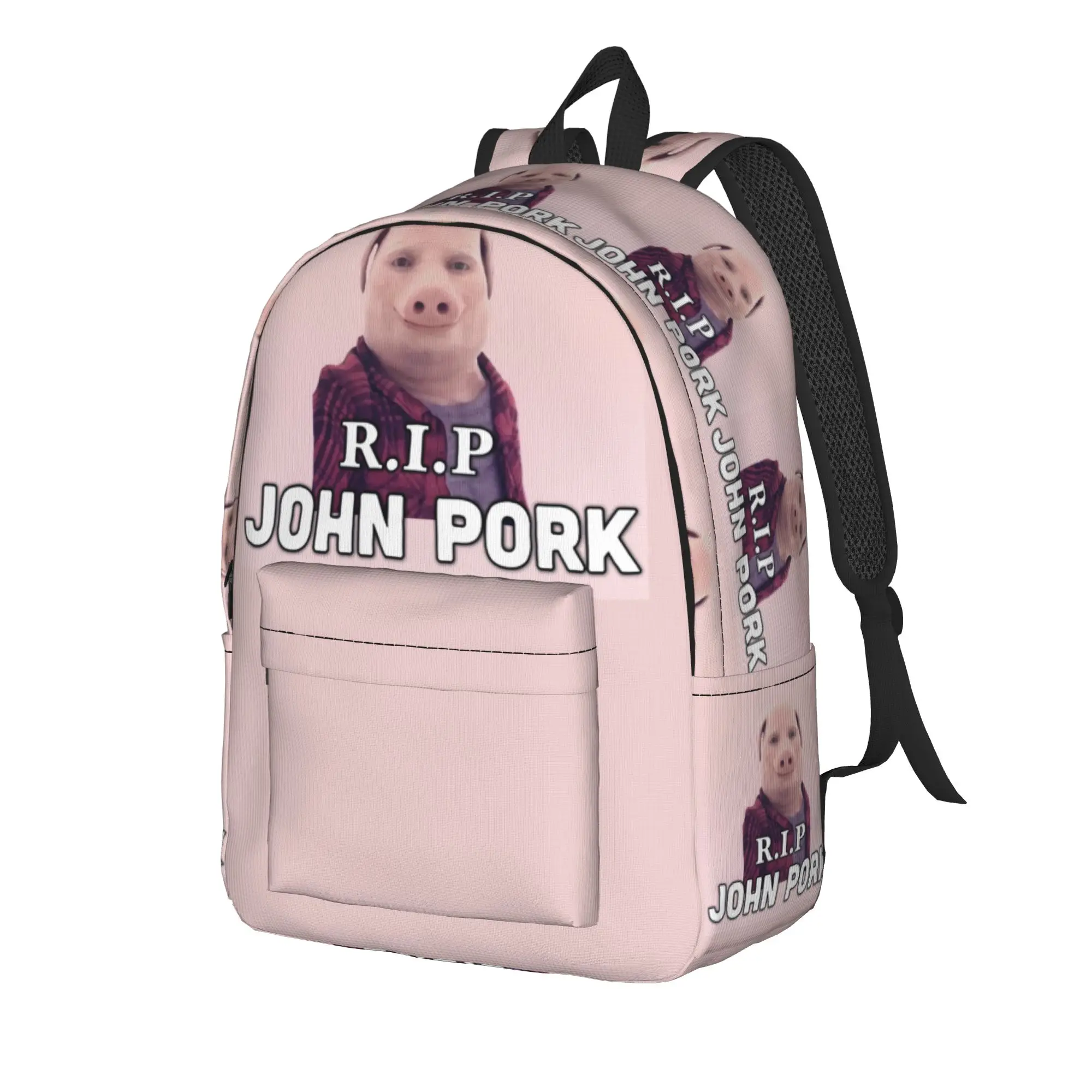 Rest In Peace John Pork Backpack  Girl Polyester Outdoor Style Backpacks Breathable Fun High School Bags Rucksack