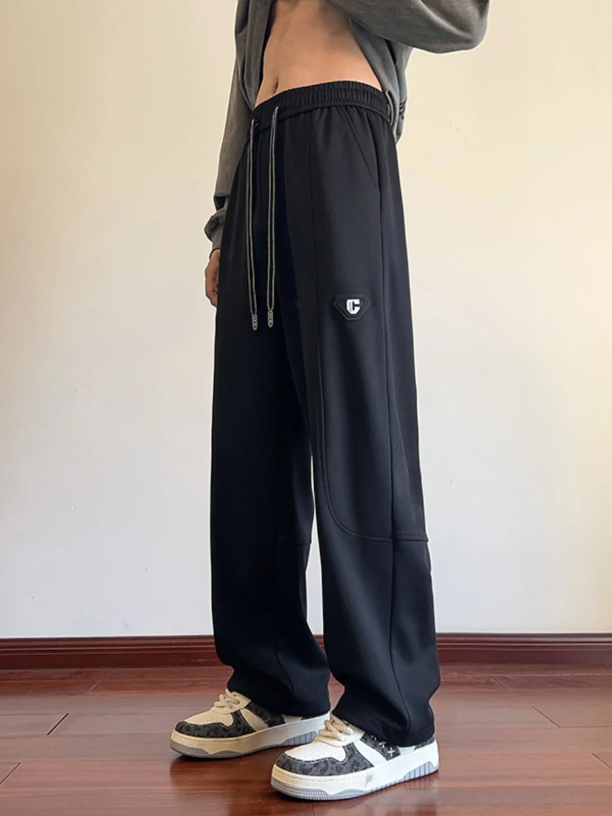 

Повседневные спортивные брюки Bla для подростков: свободные, широкие, прямого кроя, из плотной ткани, осенняя новинка, модные штаны