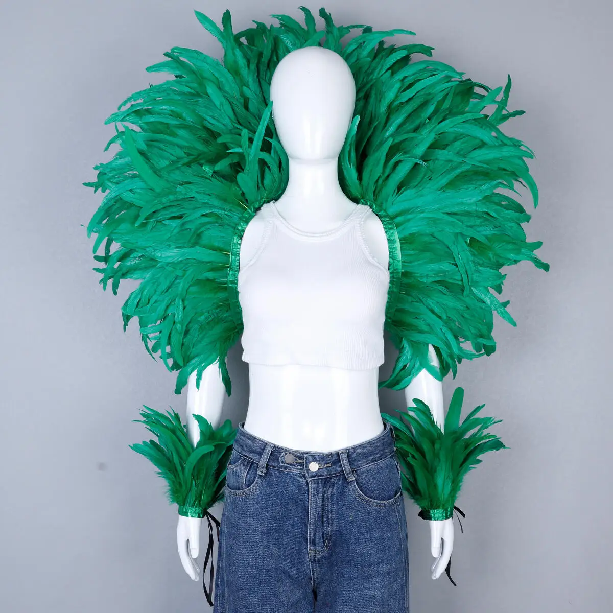 Party Karneval Elegante Damen Schal 2-teiliges Set Cosplay Feder Punk Halloween Masken Ball Feder Punk Karneval Party Set neue – Detail 6