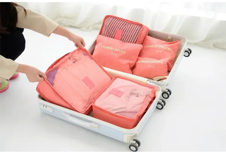 

7Pcs/set Travel Luggage Packing Cubes, Suitcase Clothes Storage Bags, Kit Accessories Toiletry Organizer, Shoes Underwear Pouch