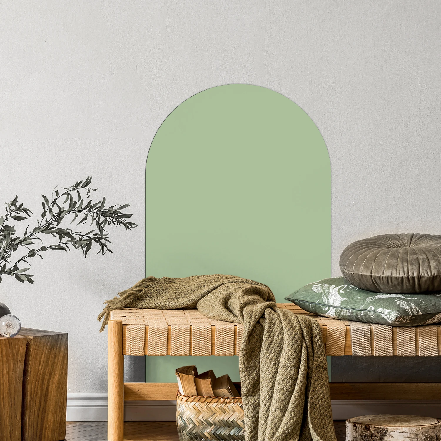 1 Piece of Arched Decorative Magnetic Whiteboard Wall Sticker. Simple, Light Green, Semi-Circular Arc Pattern. Self-Adhesive, Ea