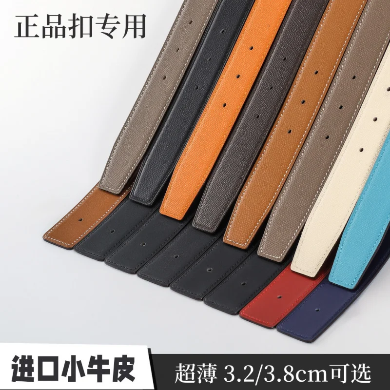 

Ultra-Thin H-Buckle Replacement Belt Strap – No Buckle3.2cm3.8cmWidth Options–Premium Leather with Pre-Punched Holes–Classic Dre