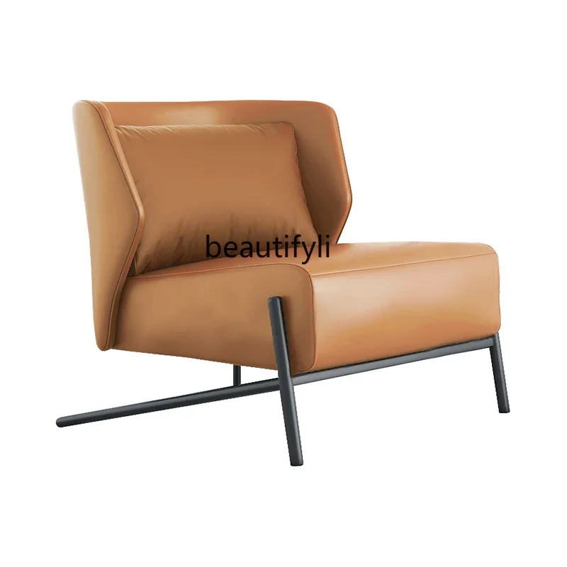 

Simple and modern single sofa chair living room, retro leisure recliner small apartment Italian light luxury, sofa