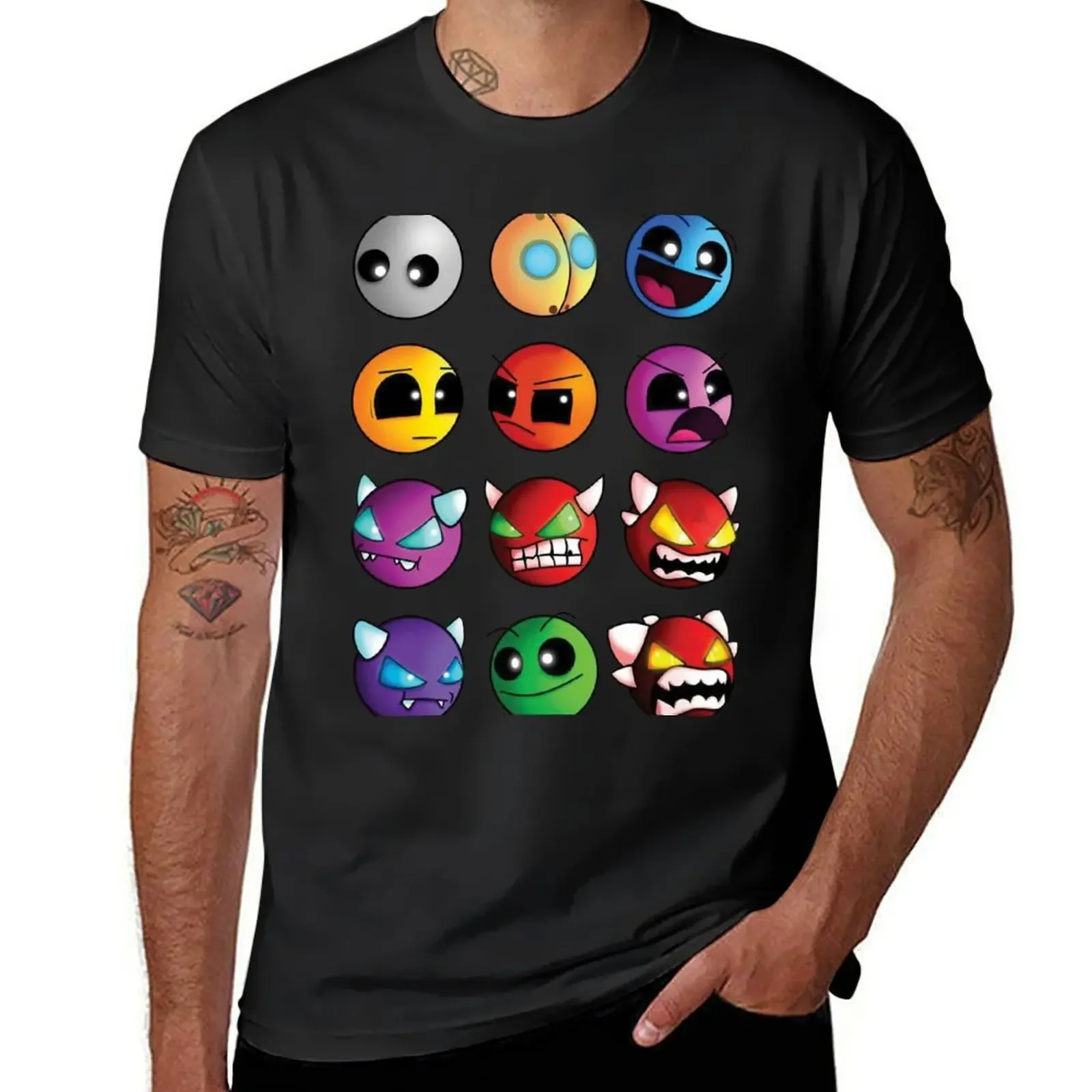 

geometry dash difficulty demon faces T-Shirt custom t shirt oversized t shirt cotton t shirt men