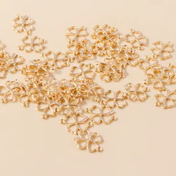 Leslie 50pcs Flower Charms Lucky Irish Four Leaf Clover Gold Silver Color Pendants Antique Jewelry Making DIY Handmade Craft